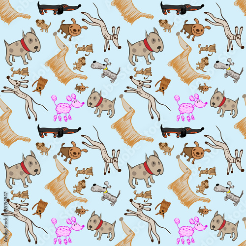 A pattern of dogs in the style of children's drawings 4