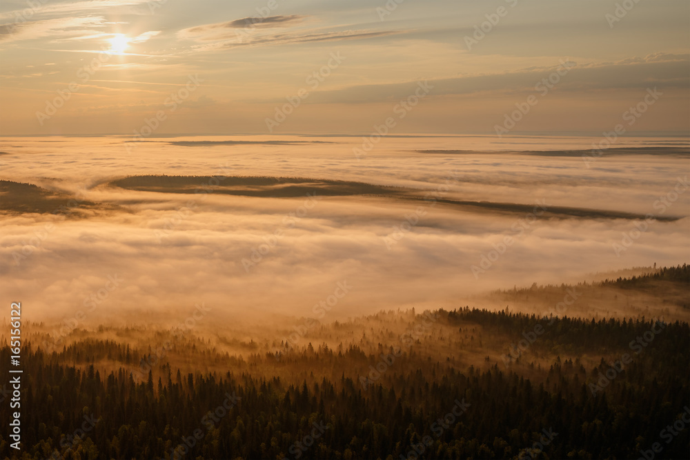 Obraz premium Dawn over the Foggy Valley
