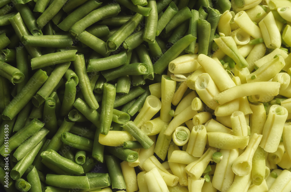 freshly cut yellow and green beans from summer garden in backet freshly cut yellow and green beans from summer garden in backet