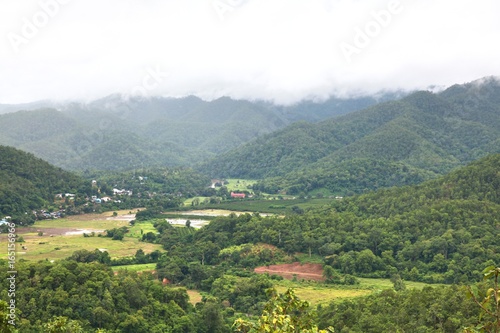 The panoramic view  of  Wat Phrathat Doi Kongmu  Viewpoint Mae hong son city   Thailand