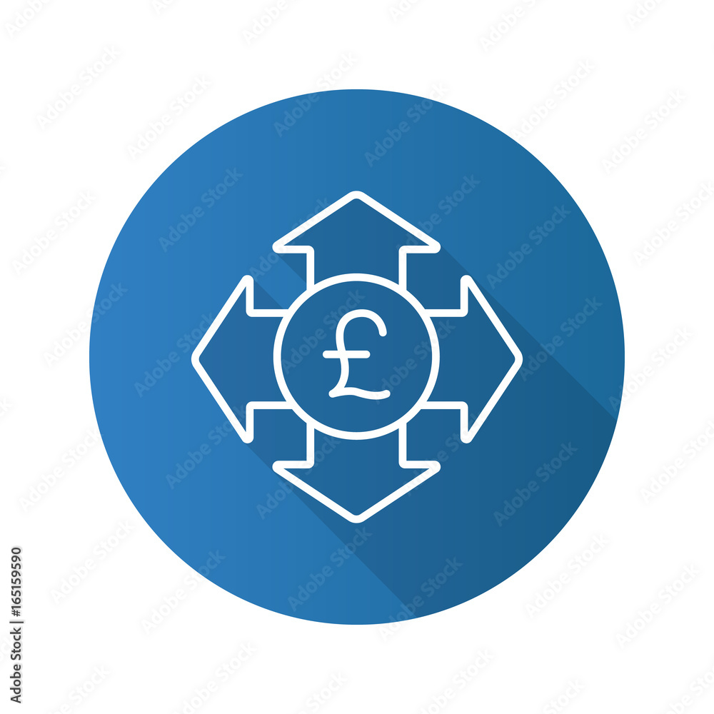Money spending flat linear long shadow icon Money spending flat linear long shadow icon