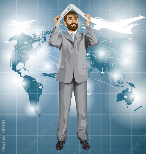 Vector Business Man Hides Under The Laptop 03