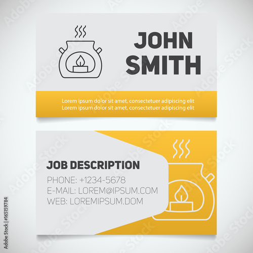 Business card print template with aroma candle logo
