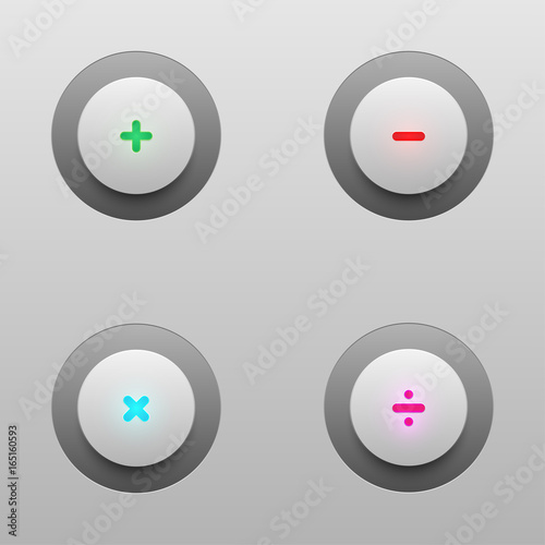 math tech buttons including plus, minus, multiply and divide buttons for vector design
