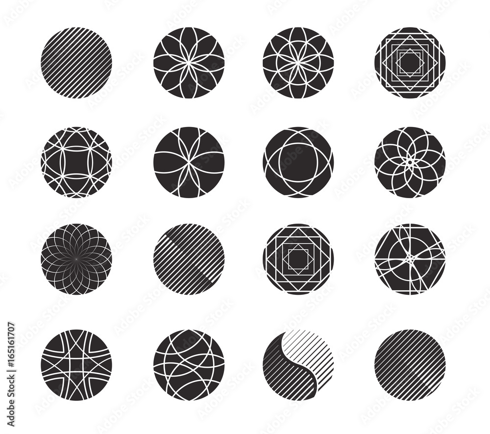 Circle shapes set for design. Simple geometric forms in black an Circle shapes set for design. Simple geometric forms in black an