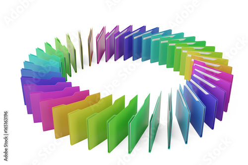 Colorful files on white background 3D illustration