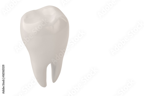 Clean tooth on white background 3D illustration.