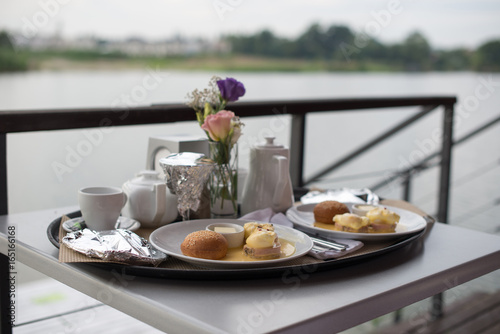 Have breakfast in the morning with river view