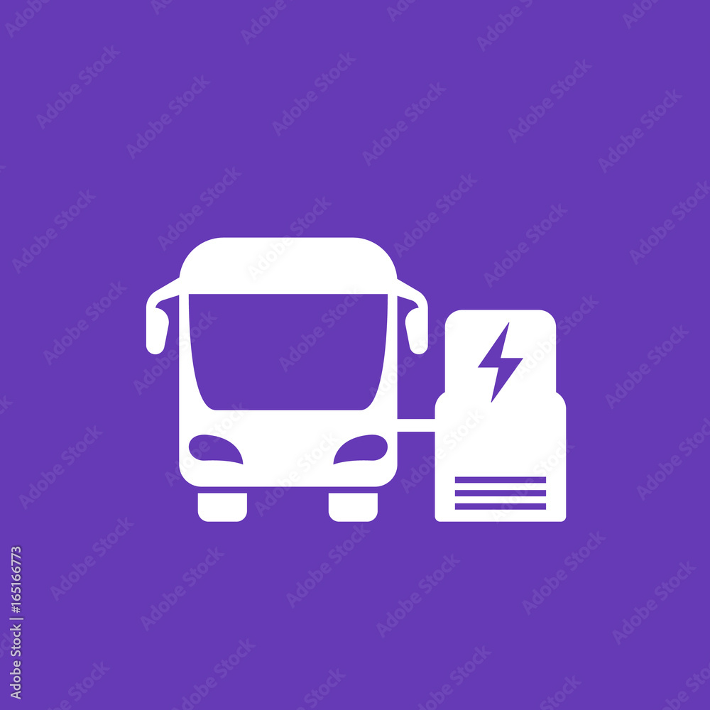 electric bus charging at station icon electric bus charging at station icon