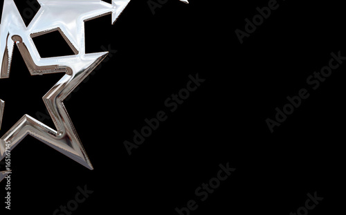 Chrome stars on black background photo