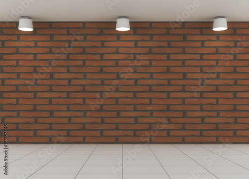 3d render. Floor  wall and lights
