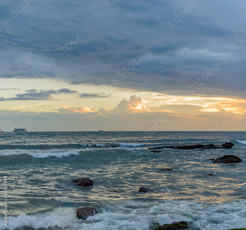 Sunset in Cambodia at the seaside