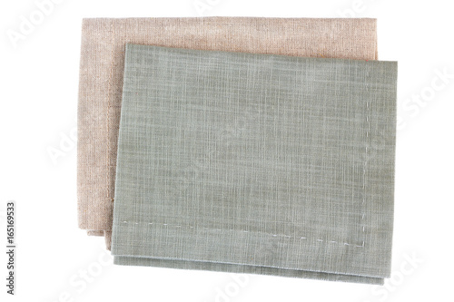 Two gray textile napkins on white