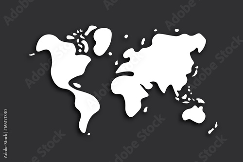 Doodle world map on black background . Vector