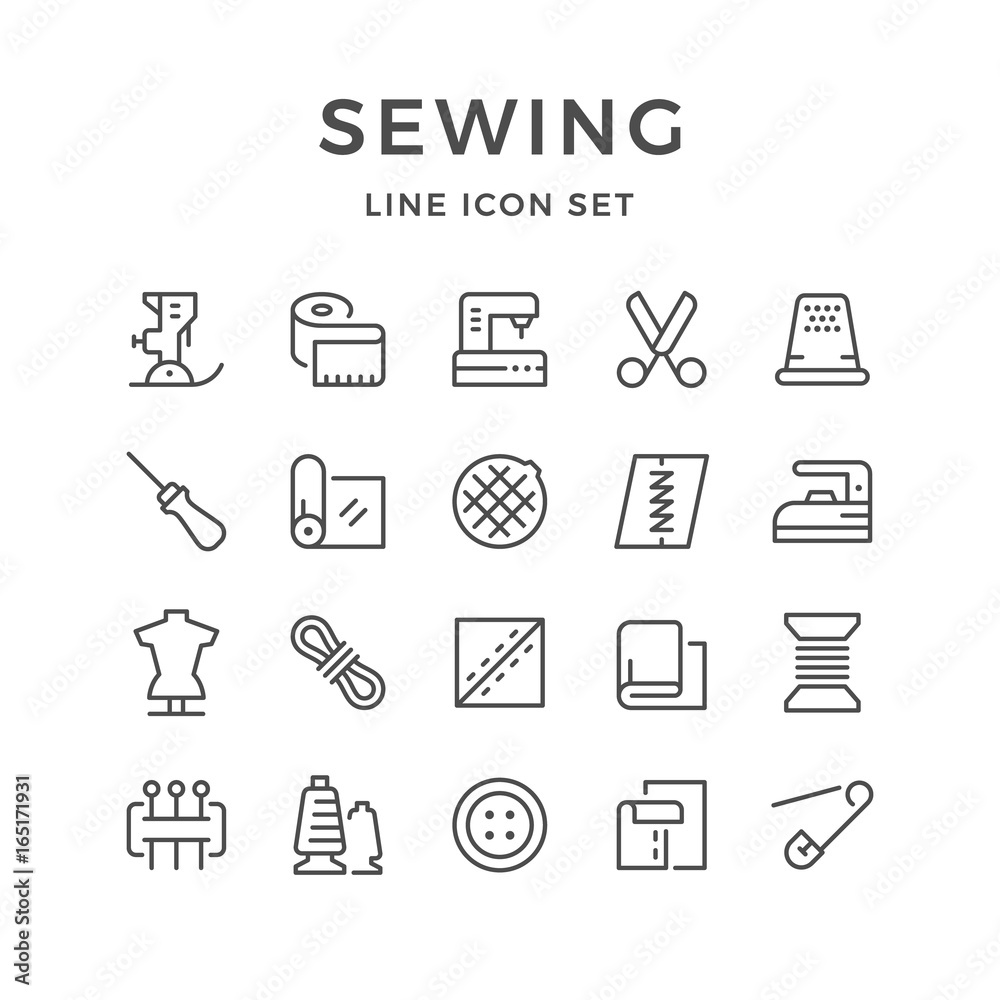 Set line icons of sewing Stock Vector | Adobe Stock