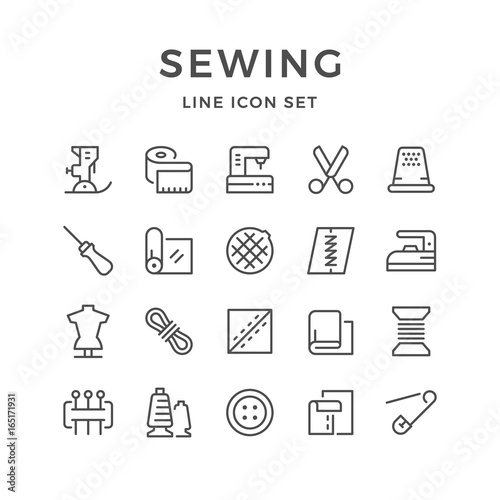 Set line icons of sewing