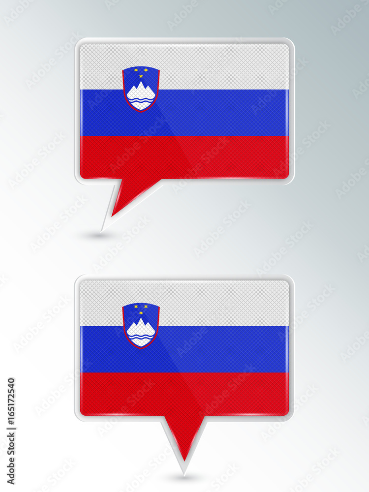 Naklejka premium Set of pointers. The national flag of Slovenia on the location indicator. Vector illustration.