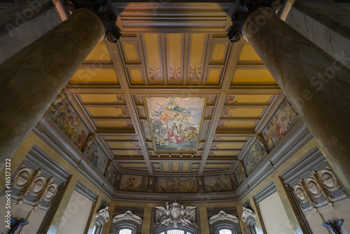 Obraz na plátně Part of ceiling of interior in Marine ministry in Rome. Italy, R