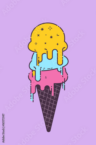 Colorful vector ice cream cone