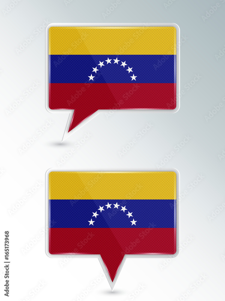 Set of pointers. The national flag of Venezuela on the location indicator. Vector illustration.