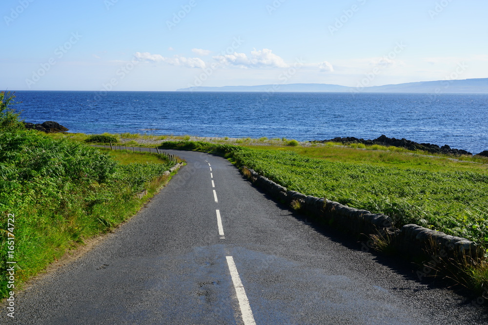 Driving on the road on the Isle of Arran, Scotland