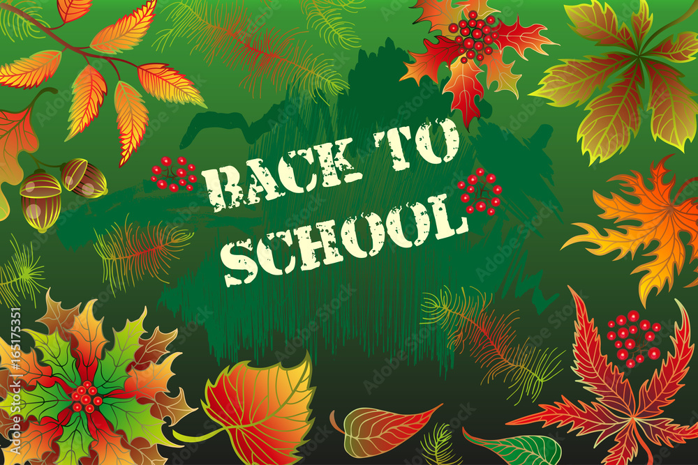 Fototapeta premium back to school background with autumn leaves