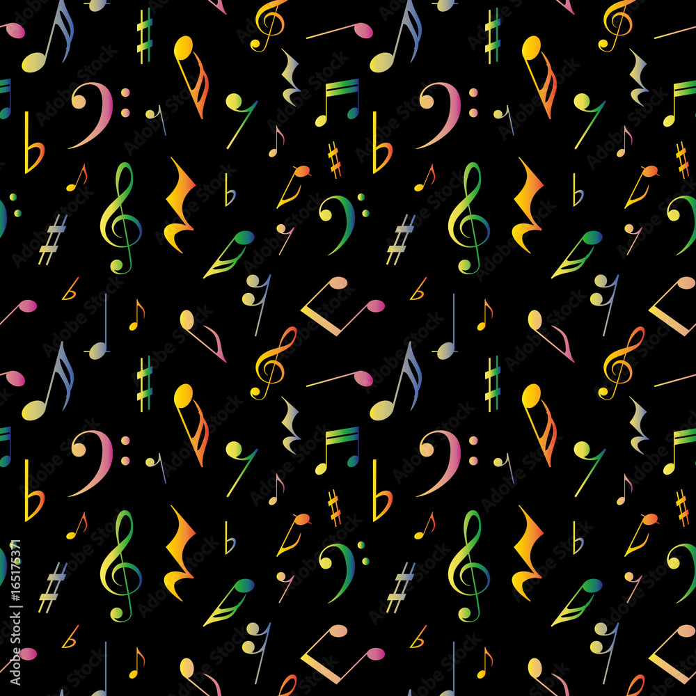 Obraz premium Seamless vector pattern of colorful music symbols