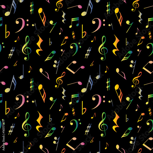 Seamless vector pattern of colorful music symbols