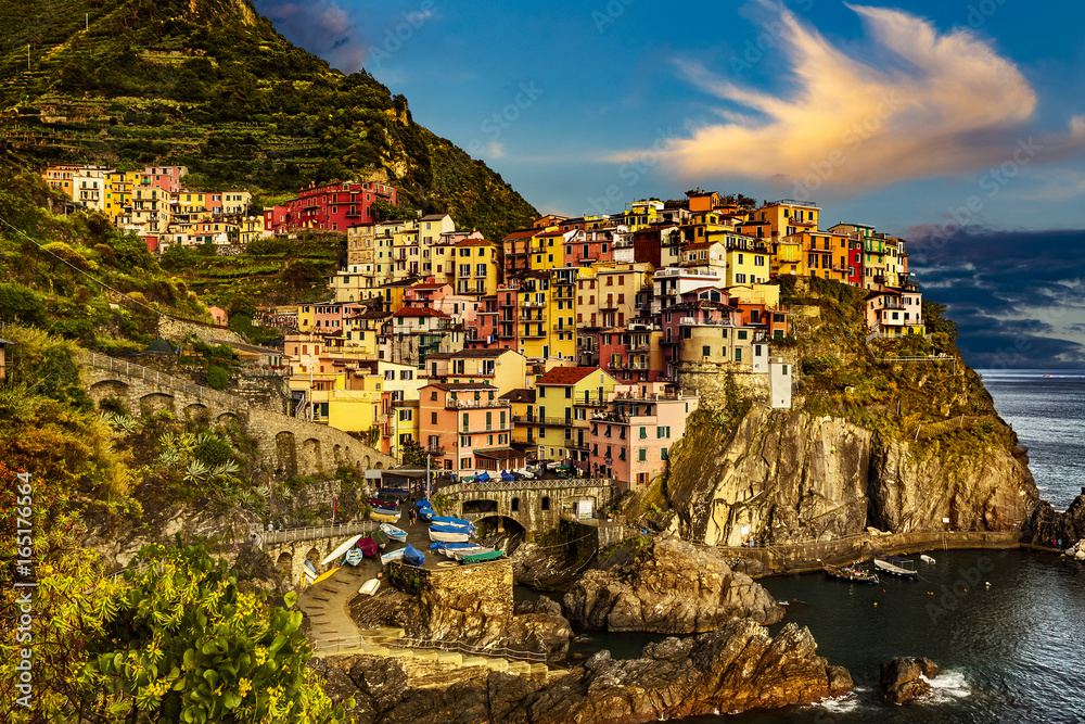Italy. Cinque Terre (UNESCO World Heritage Site since 1997). Manarola village (Liguria region)