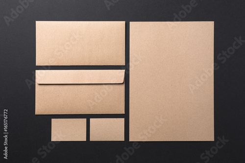 recycled paper stationary mockup on black background