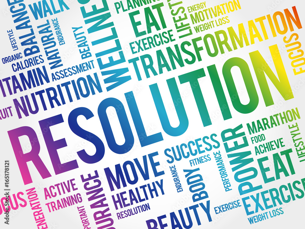 RESOLUTION word cloud collage, health concept background RESOLUTION word cloud collage, health concept background