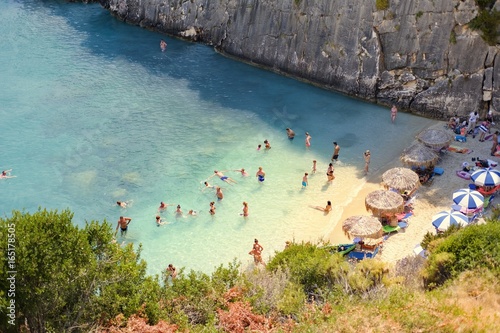 Fototapeta Naklejka Na Ścianę i Meble -  Bay of sulfur sources Xigia with a beach on the island of Zakynthos (Greece) 