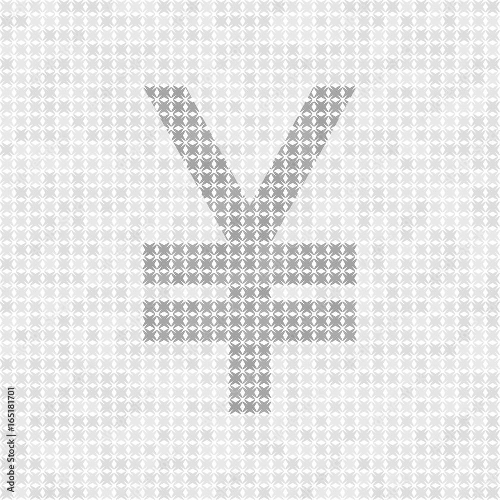 Fototapeta premium Gray abstract grid vector yen/yuan symbol
