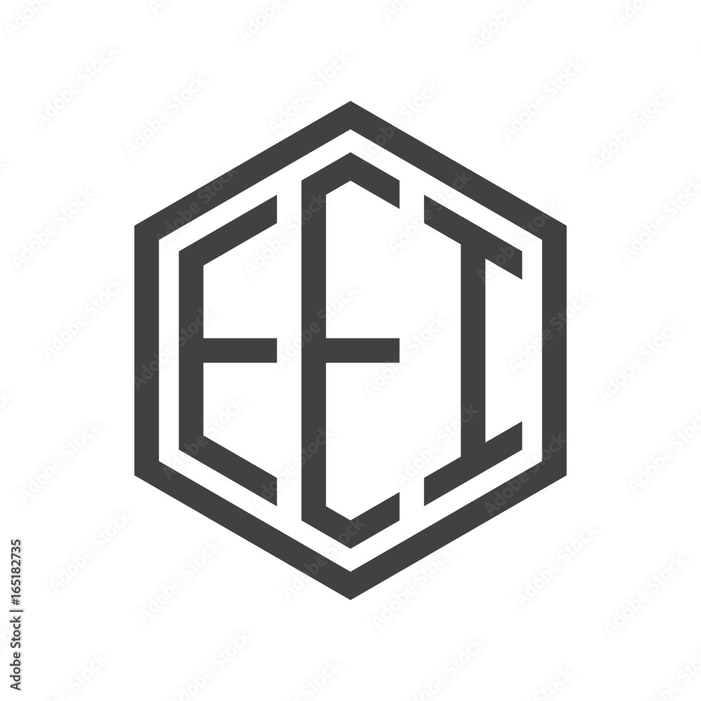 three-letter initials hexagon logo black