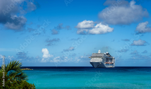 Cruise ship in crystal blue water