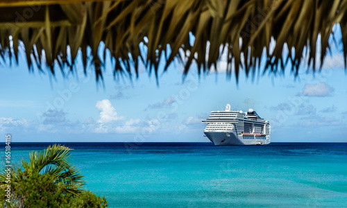 Cruise ship in crystal blue water