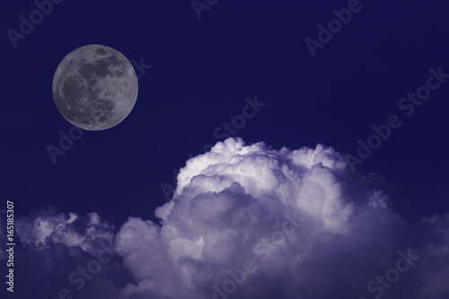 Supermoon night white cloud