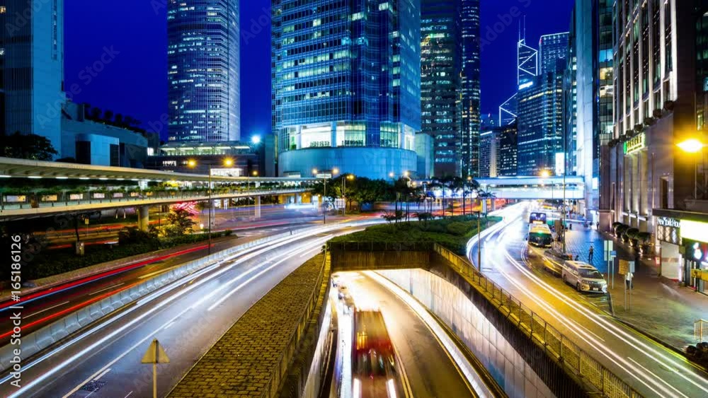 Central, Hong Kong, 26 June 2017 -: Time lapse of Hong Kong traffic