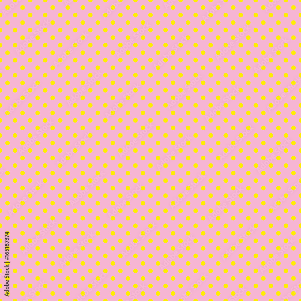 The polka dot pattern. Seamless vector illustration with round circles, dots. Yellow and pink. Vector illustration in retro, vintage style print on fabric, textile, wrapping, Wallpaper, scrap-booking The polka dot pattern. Seamless vector illustration with round circles, dots. Yellow and pink. Vector illustration in retro, vintage style print on fabric, textile, wrapping, Wallpaper, scrap-booking