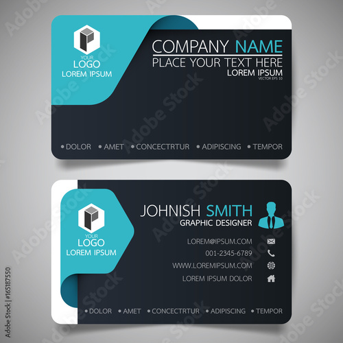 Blue modern creative business card and name card,horizontal simple clean template vector design, layout in rectangle size.