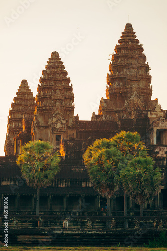 Sunrise on Angkor wat temple.