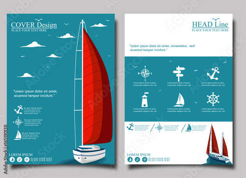 Yacht club flyer design with sail boat