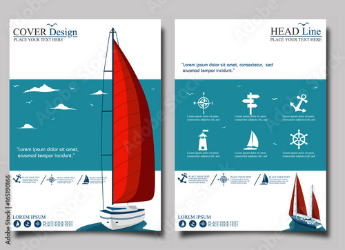Yacht club flyer design with sail boat