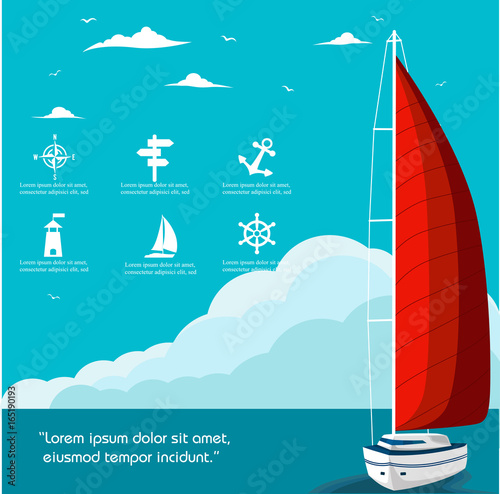 Yacht club flyer design with sail boat