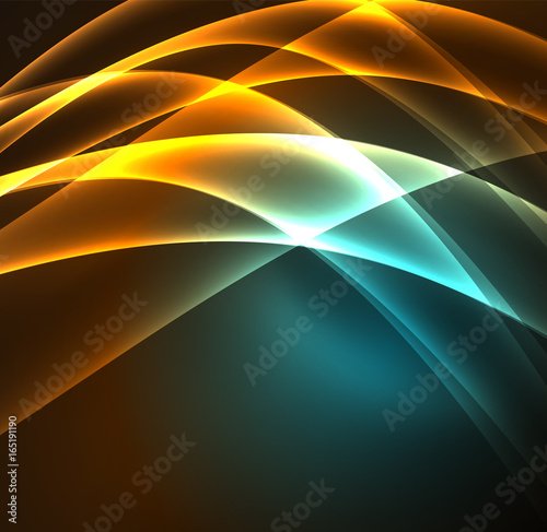 Energy lines  glowing waves in the dark  vector abstract background