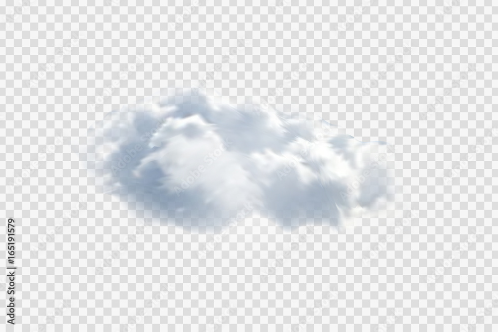 Vector realistic isolated cloud on the transparent background. - obrazy, fototapety, plakaty 