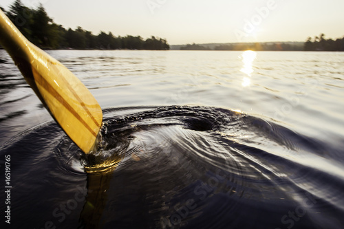 Typical Lake Water Swirl After Paddle Stroke in Canoe