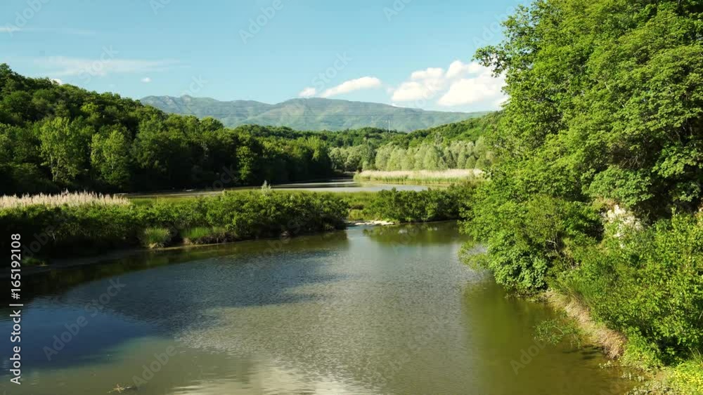 Beautiful green landscape on the river in Italy, 4K Beautiful green landscape on the river in Italy, 4K