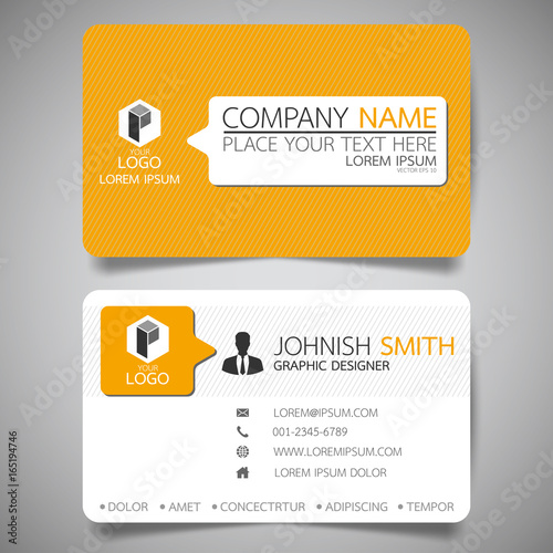 Yellow modern creative business card and name card,horizontal simple clean template vector design, layout in rectangle size.