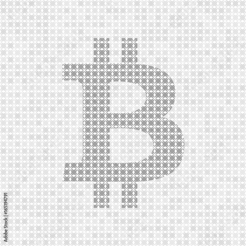 Gray abstract grid vector bitcoin symbol